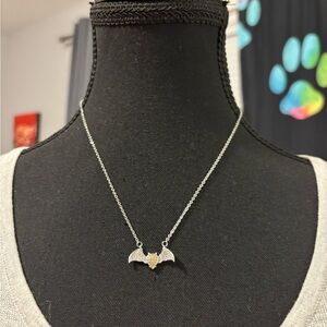 Silver and Gold Bat Pendant Necklace